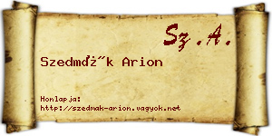 Szedmák Arion névjegykártya